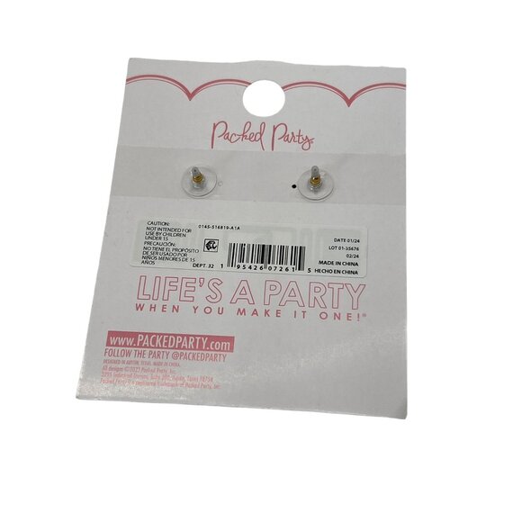 Packed Party Dangle Earrings Umbrella Gold Tone Rhinestones 1.5" NEW - Picture 3 of 3